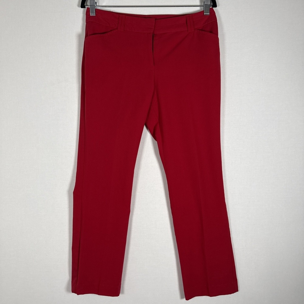 Van Heusen Studio Women Red Stretch Slacks Tapered Leg Pants 4